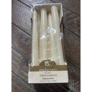 13 Mainstays Home Taper candles 8 inch Fragrance Free Ivory Open Box